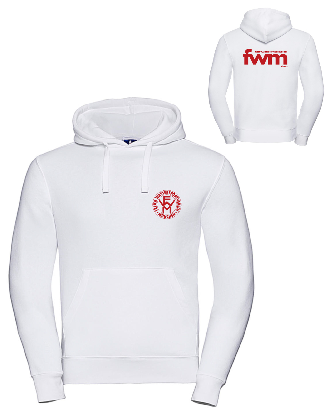 Hoodie weiß, Erwachsene & Kids | Freier Wassersportverein München Hoodie weiß, Erwachsene & Kids | Freier Wassersportverein München