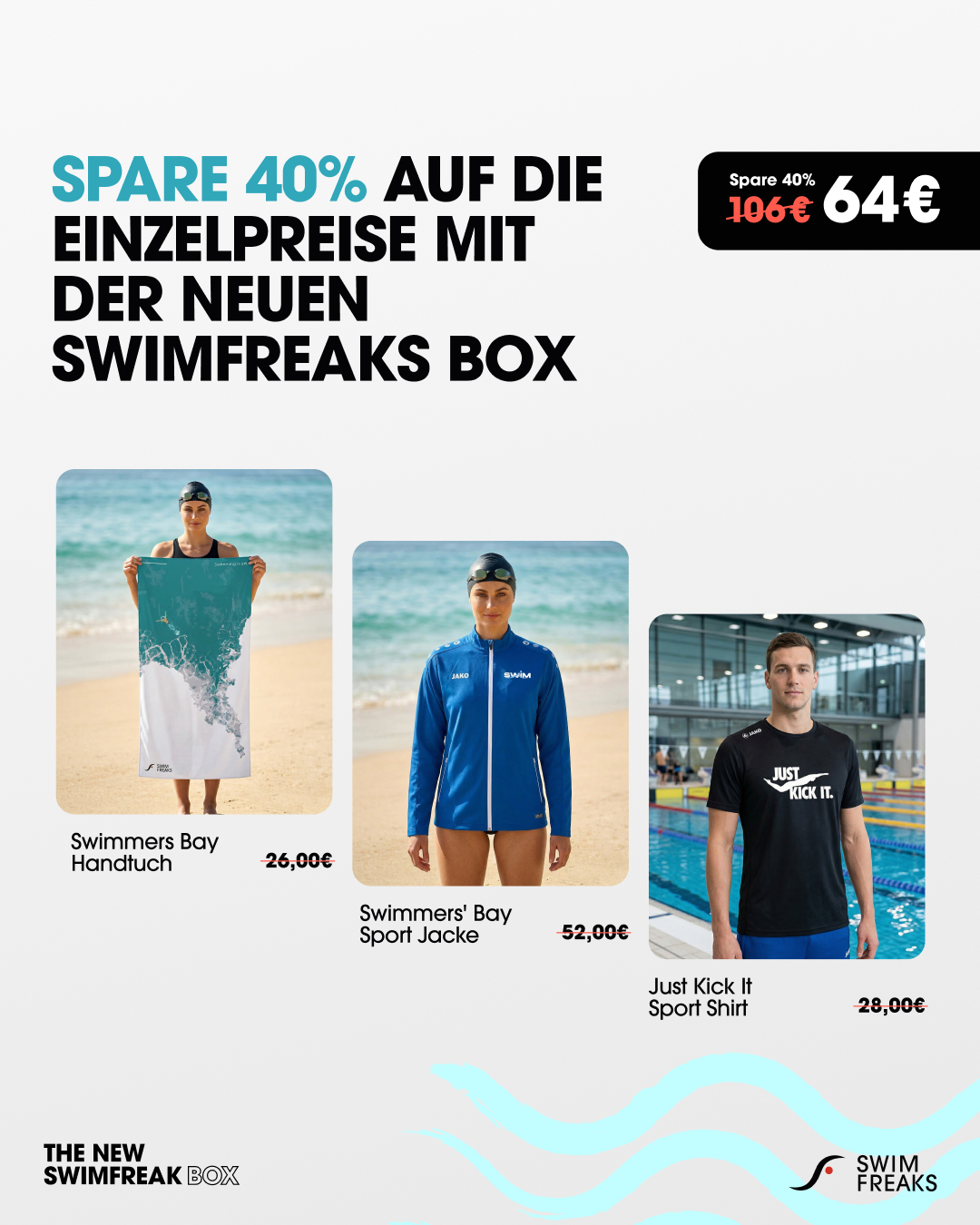 Die Swimfreaks Surprise Box | mit Swimmers' Bay Handtuch, Sportjacke und Sportshirt