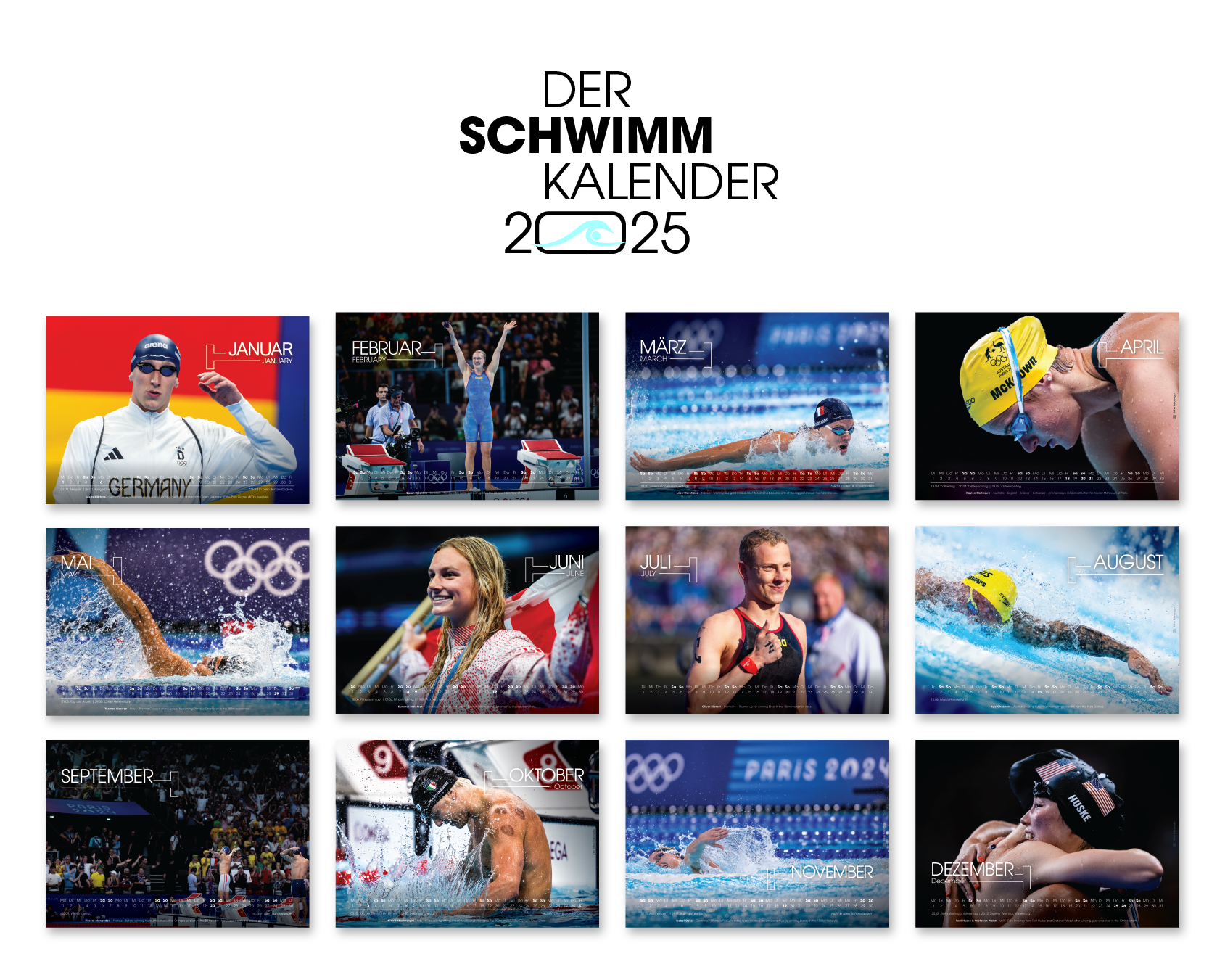 Der Schwimm-Kalender 2025 |  "Die Stars von Paris" | Limitierte Auflage