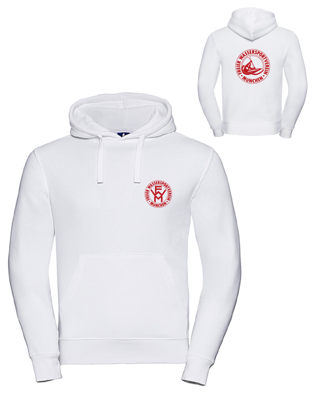 Hoodie weiß, Erwachsene & Kids | Freier Wassersportverein München