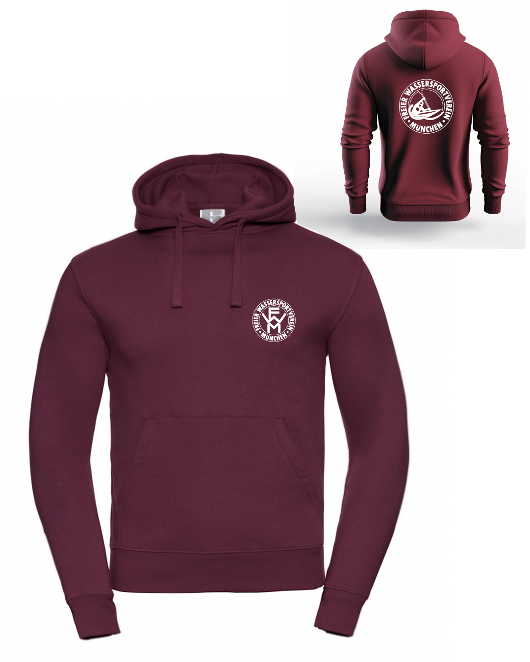 Hoodie burgund, Erwachsene & Kids | Freier Wassersportverein München