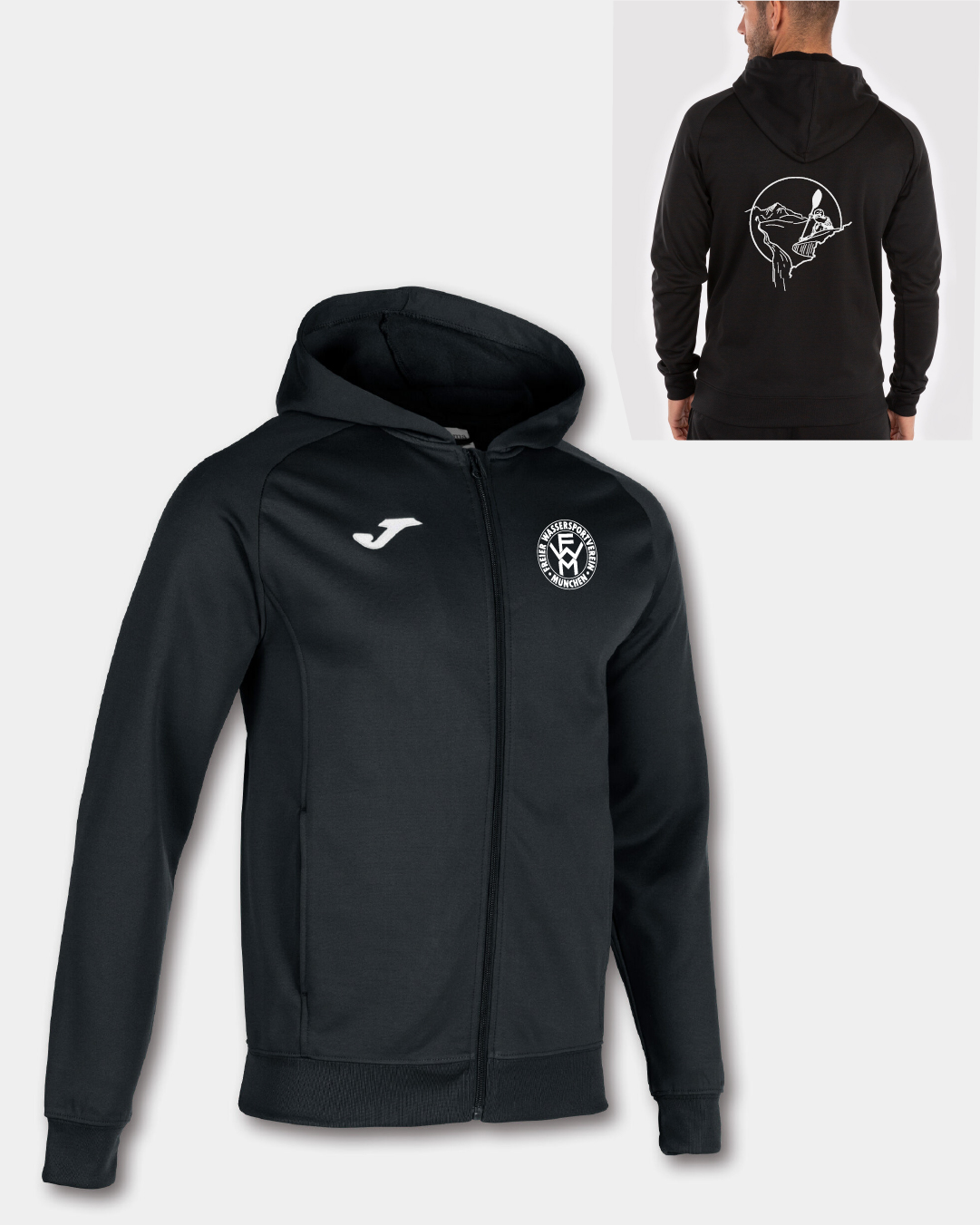 Funktions-Kapuzenjacke schwarz, Erwachsene & Kids | Freier Wassersportverein München