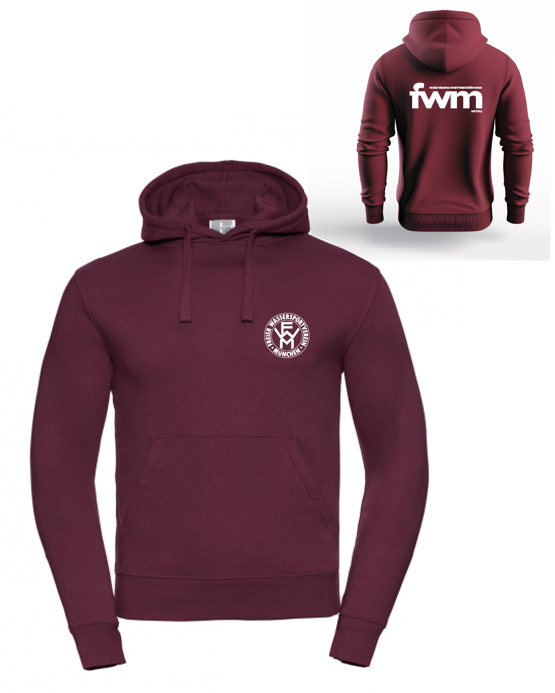 Hoodie burgund, Erwachsene & Kids | Freier Wassersportverein München Hoodie burgund, Erwachsene & Kids | Freier Wassersportverein München